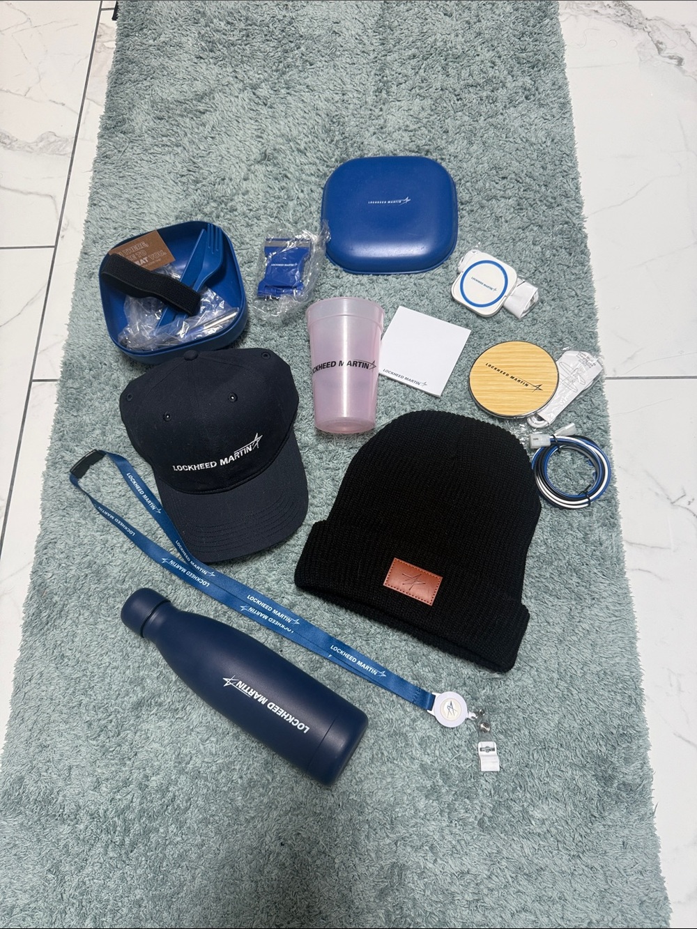 Lockheed Martin Swag Bundle; Navy Blue Ball Cap🧢 Black Knit Beanie, etc.